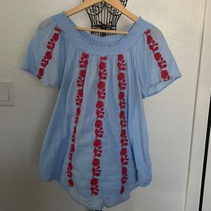 Liz Claiborne Embroidered Peasant Top